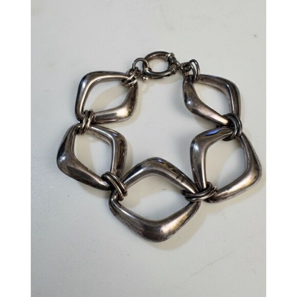Vintage Turkey DGS Sterling Silver 925 Oval Link Chunky Bracelet 8" - Picture 2 of 5